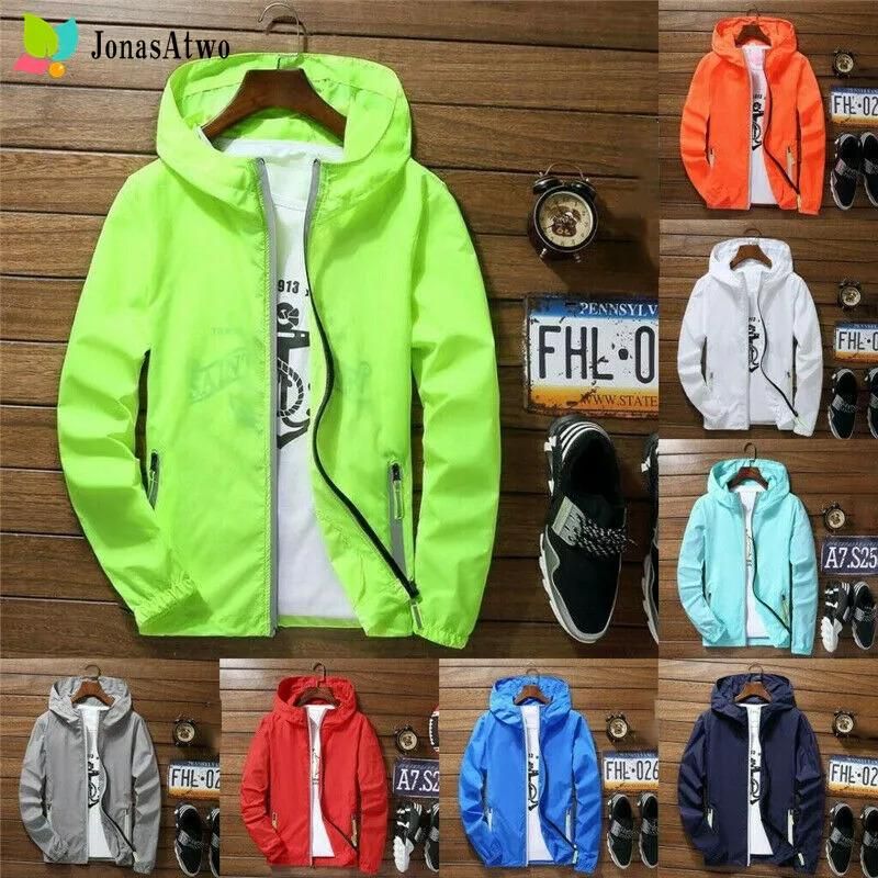 Pánská nepromokavá větrovka, mikina s kapucí na zip, rychleschnoucí, velikost S-4XL_voghion.com