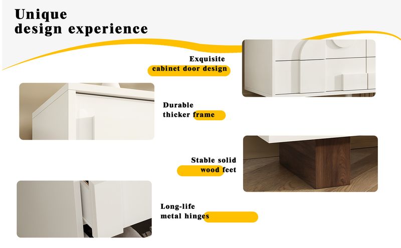 Credenza Weiß Mit Geometrischen Türen, funzione Push-to-Pop, Massivholzbeine_voghion.com