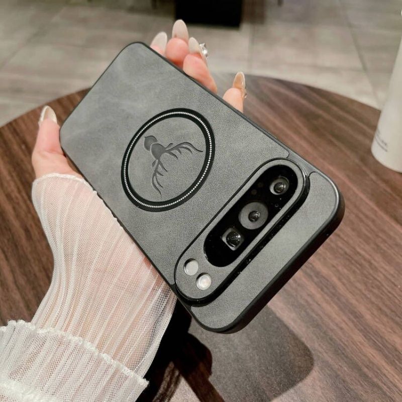 Simple Slim Matte Deer Head Wireless Charging Magnetic Case For Google Pixel 9 8 7 Pro 9A 8A 7A Leatehr Cover Coque_voghion.com