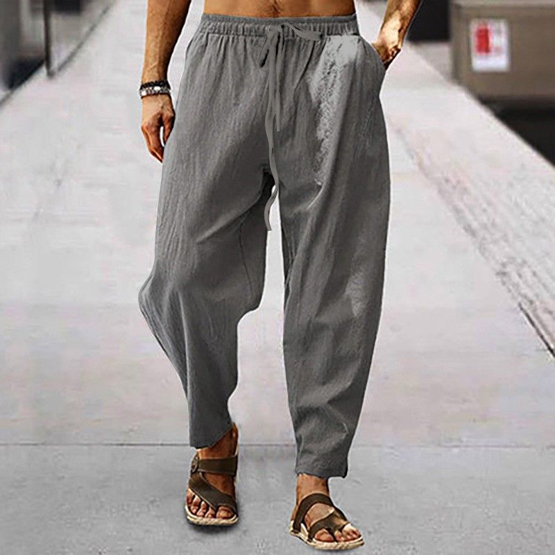 Premium Products 2025 Summer Men's Hip Hop Breathable Cotton Loose Relaxed Sports Pants_voghion.com