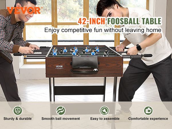 VEVOR Folding Foosball Table, 42 Inch Standard Size Foosball Table, Indoor Full Size Foosball Table For Home, Family, And Game Room, Soccer With Foosball Table Set, Includes 2 Balls_voghion.com