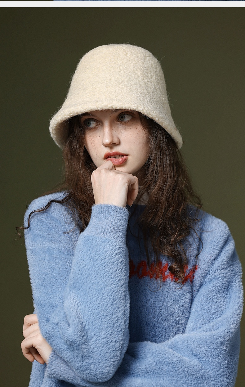 Herbst Winter Fischer Kinder winddicht warm Kaschmir Topf einfarbig schlank und vielseitig koreanische Ausgabe Eimer Hut_voghion.com