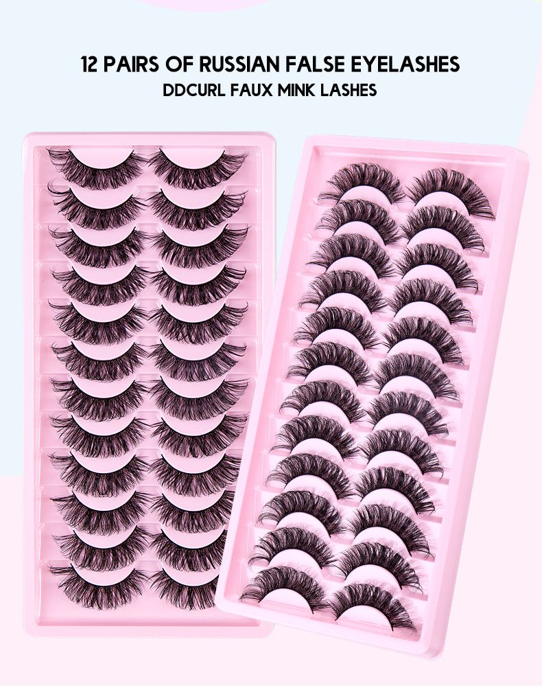 Lash extension set 12 pairs of eyelashes Natural fiber eyelashes thick artificial eyelashes_voghion.com