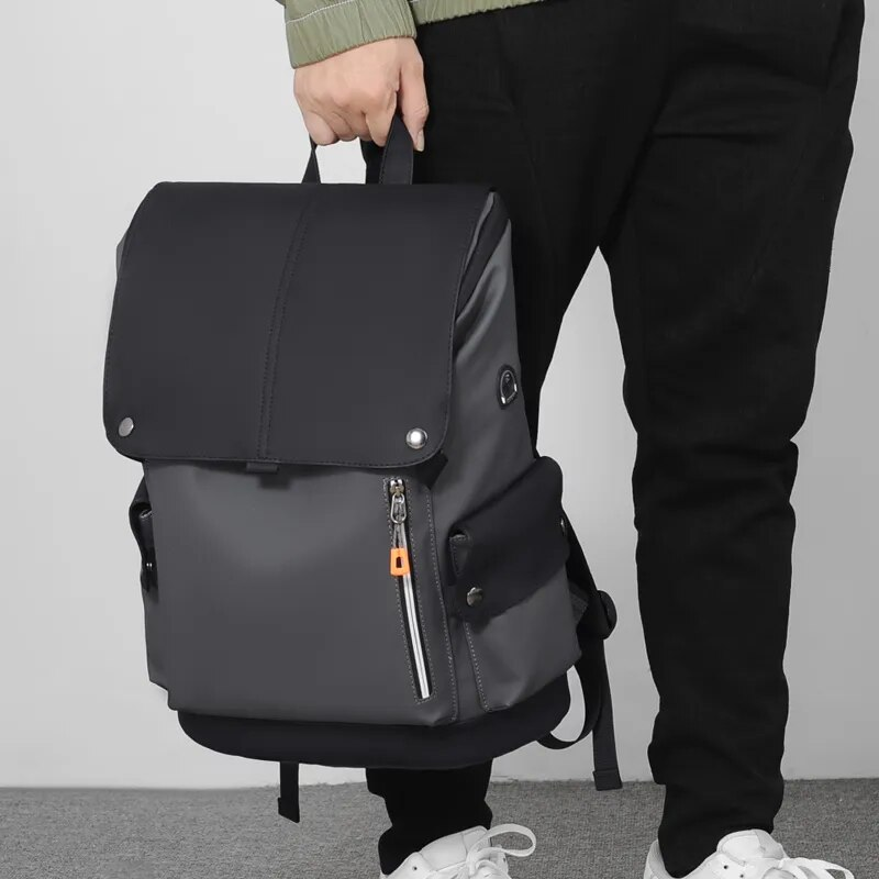 Zaino da uomo urbano in pelle PU di alta qualità, impermeabile, per computer portatile di grandi dimensioni, per lavoro, con USB_voghion.com