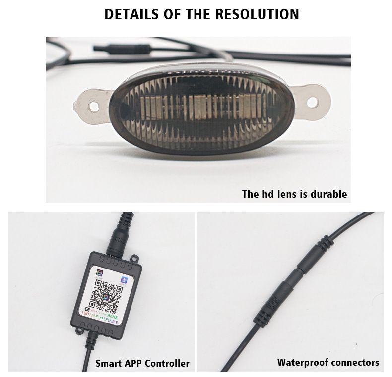 Vente chaude voiture RVB calandre petite lumière jaune LED décoration petite lumière jaune modifiée Bluetooth contrôle calandre feu de circulation diurne_voghion.com