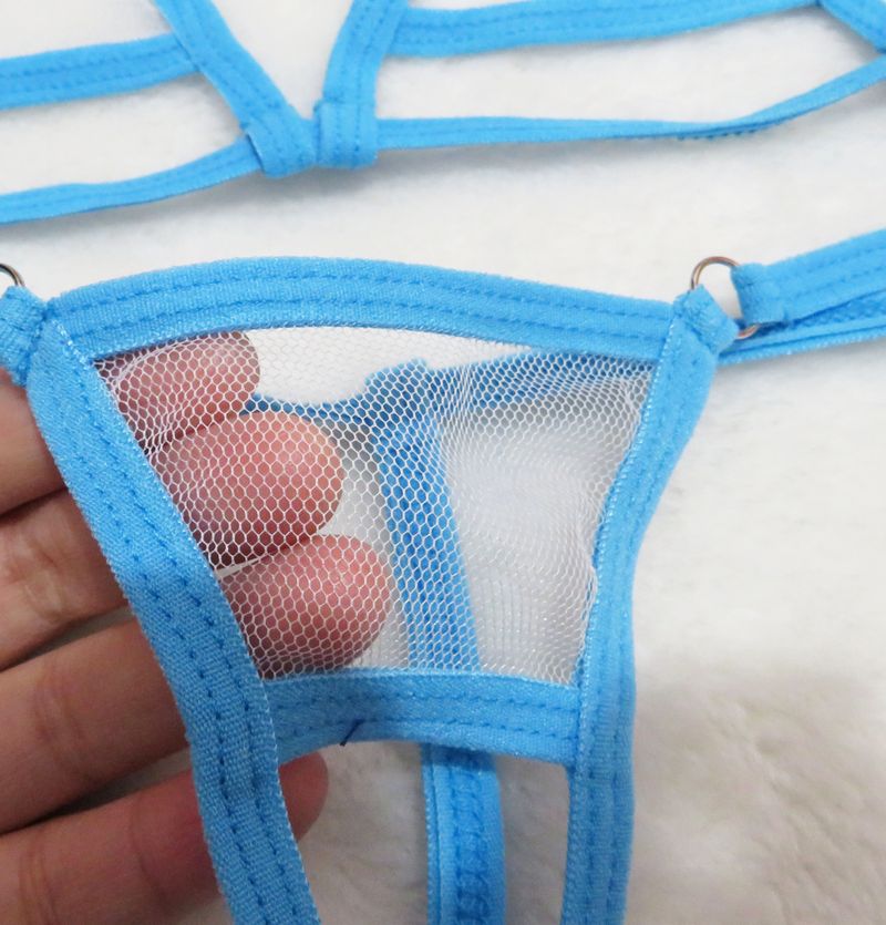 Maillot de bain mini pour femme, maillot de bain sexy transparent à trois points, en maille_voghion.com