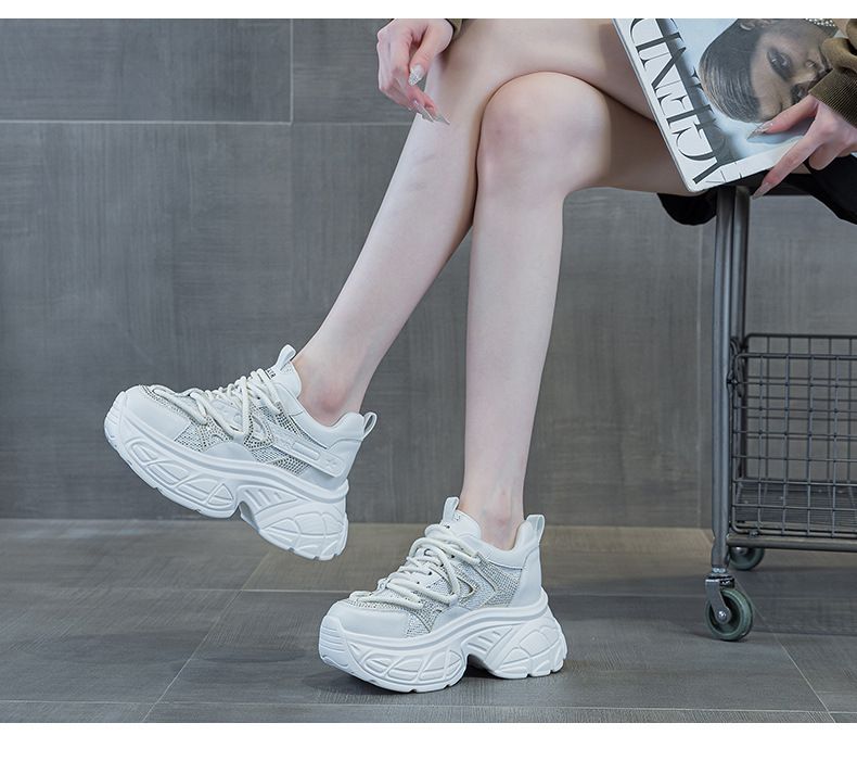 thick-soled Dad Shoes Women's Casual Versatile Fabric 9cm Height-increasing Women's Shoes_voghion.com