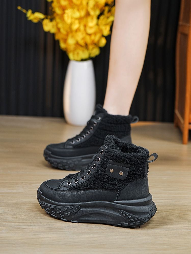 Scarpe invernali in cotone 2024 per donna, più velluto e spessore, nuovo stile, tutto abbinato, calde_voghion.com