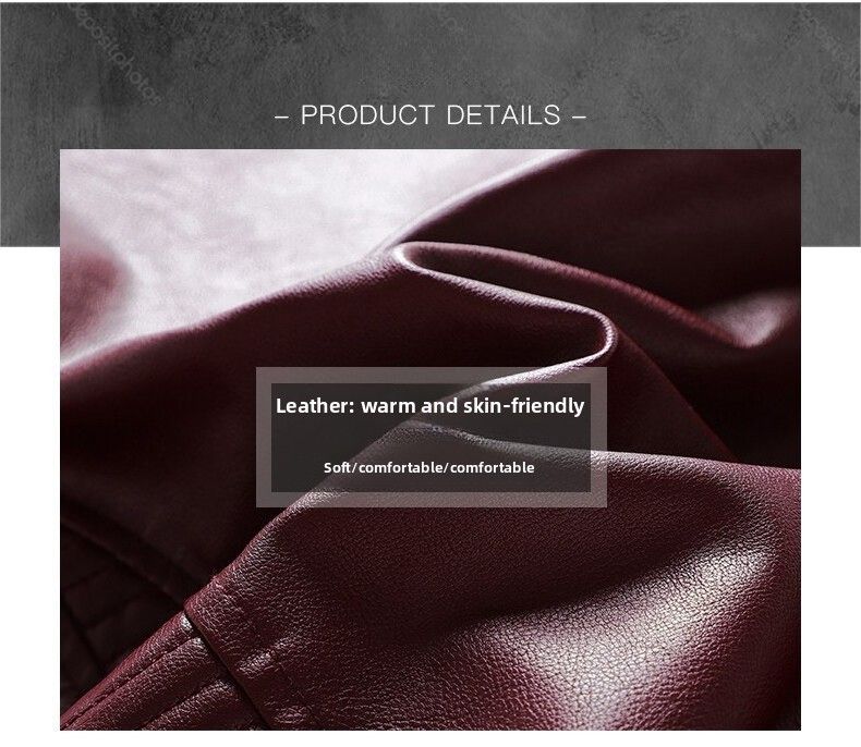 Lederjacke im Motorradstil für Herren, Winterjacke mit Fleecefutter, lässiger und vielseitiger Herrenmantel aus PU-Leder, Stehkragenjacke_voghion.com