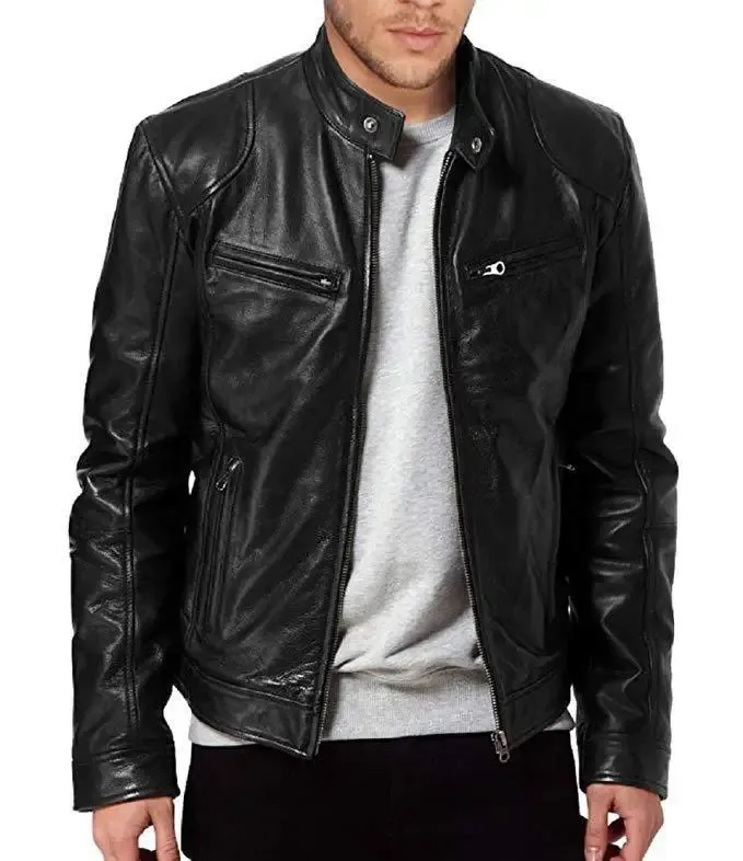 Herren Lederjacke Bomber Motorrad Biker Pu Leder Casual Loose Fit Kunstjacke für Männer_voghion.com