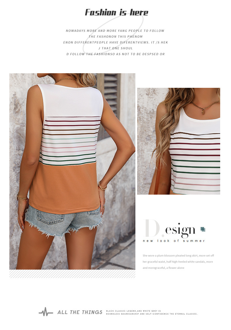 Canotta basic senza maniche a righe a contrasto_voghion.com