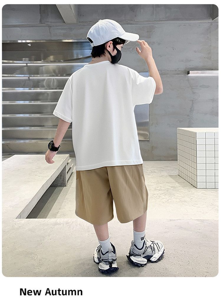 Kids' Clothing Boys Summer Short Sleeved Suits Middle And Large Children Shorts Two Piece Suits_voghion.com