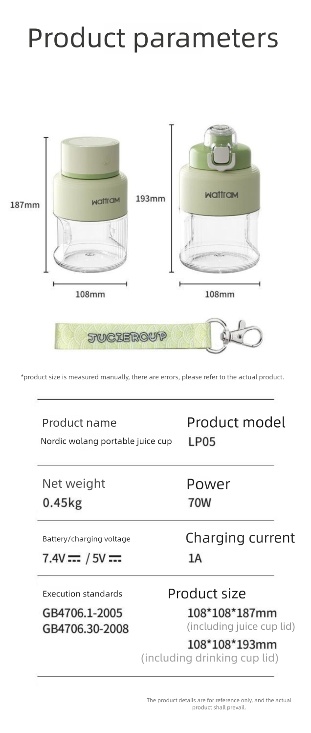 Nordic Volan Portable Small Household Multifunctional Wireless Fruit Juicer Cup Ton Bucket_voghion.com