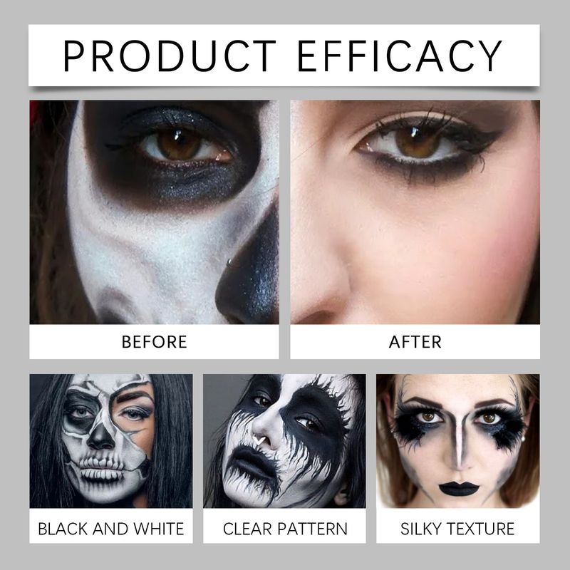Eelhope Halloween black and white foundation paint cream easily covers skin color clown makeup effect foundation paint cream_voghion.com