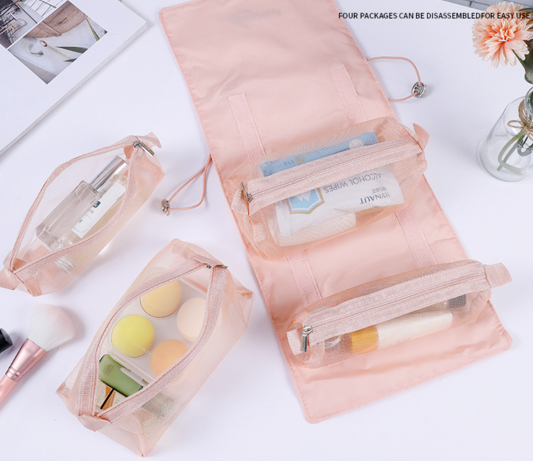 Can be divided into four-in-one makeup bag multi-function simple travel lady folding travel cosmetics to receive wash bag_voghion.com