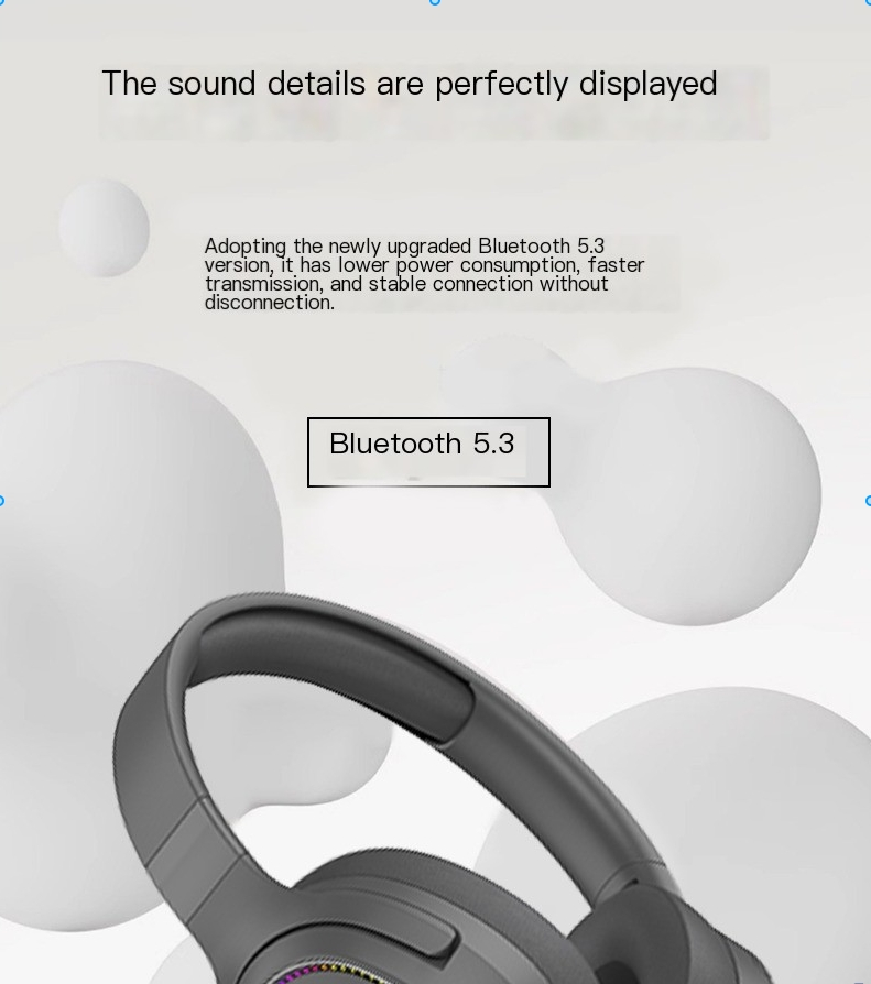 P2963 Cuffie wireless Bluetooth 5.3 Auricolari completi Auricolari pieghevoli per musica sportiva modello privato_voghion.com