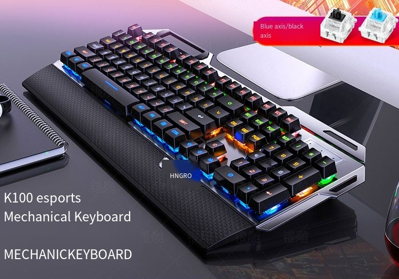 Silber carving K100 metall echt mechanische tastatur hand knopf spiel grün welle verdrahtete USB_voghion.com