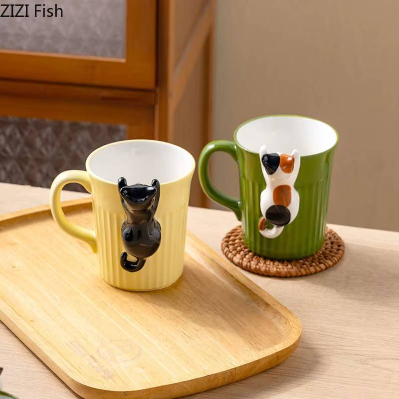 Tasse en céramique Peeping Cat Texture de haute qualité Tasse à café mignonne en trois dimensions pour chat_voghion.com