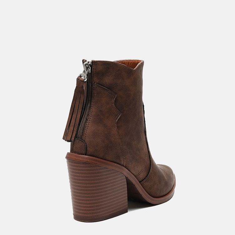 Women's Shoes short boots women's Martin boots thick heels high heels pointed zipper and nude boots_voghion.com