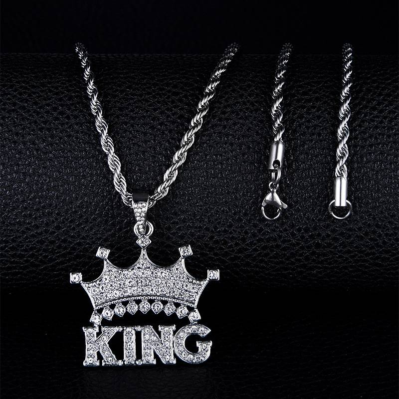 HIPHOP Crown King Dia Niche Punk Pendant Accessories_voghion.com