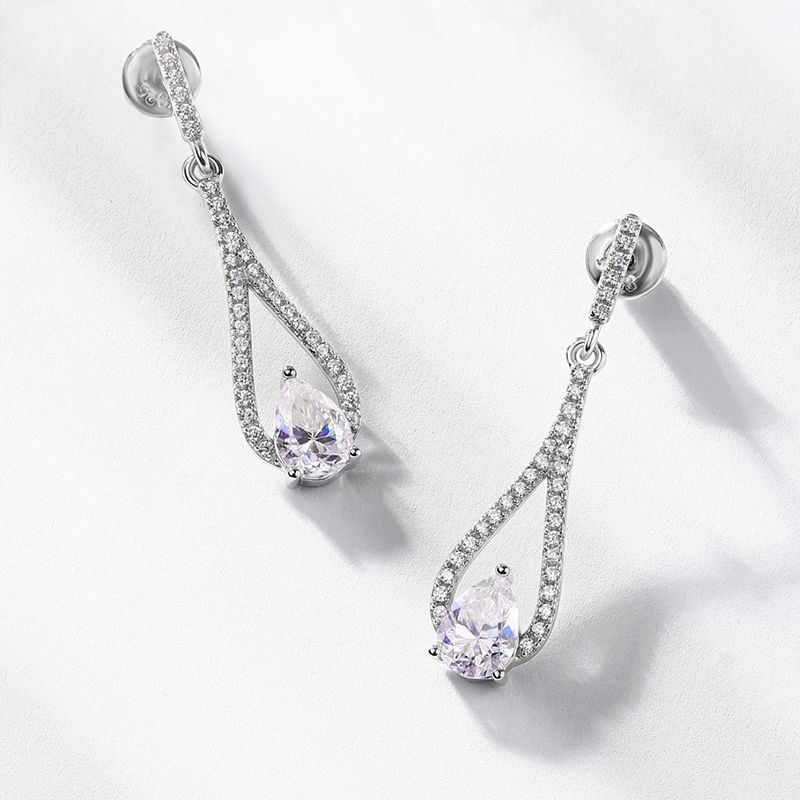 S925 Silver Moissanite Earrings Super Shiny Long Niche High End Ins High Cold_voghion.com