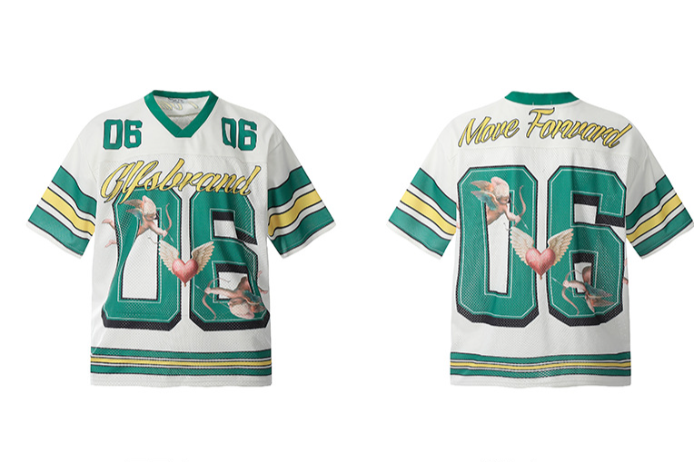 Férfi Ruházatklub American High Street Retro Digitális Nyomtatású Jersey Rövid Ujjú Póló, All Match Túlméretezett Mesh Póló_voghion.com