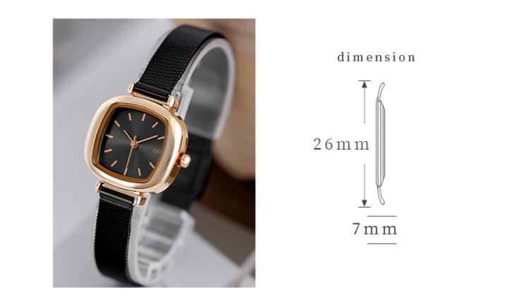 Damenuhren Uhr Weiblich Einfaches Temperament Student Kleines Zifferblatt Dünnes Band Kleine Quadratische Netzkettenuhr Damenuhr_voghion.com
