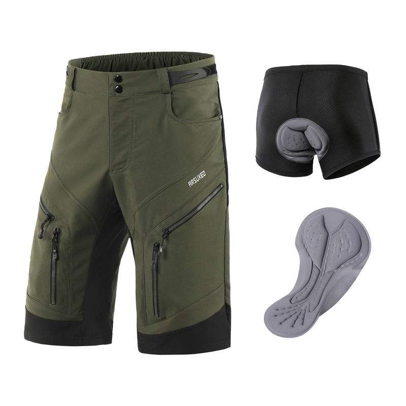 NOKO-ARSUXEO Outdoor-Radhose Fahrradshorts Anzug Abnehmbare wasserdichte Multi-Reißverschlusstasche Atmungsaktive Schweißshorts Herren_voghion.com