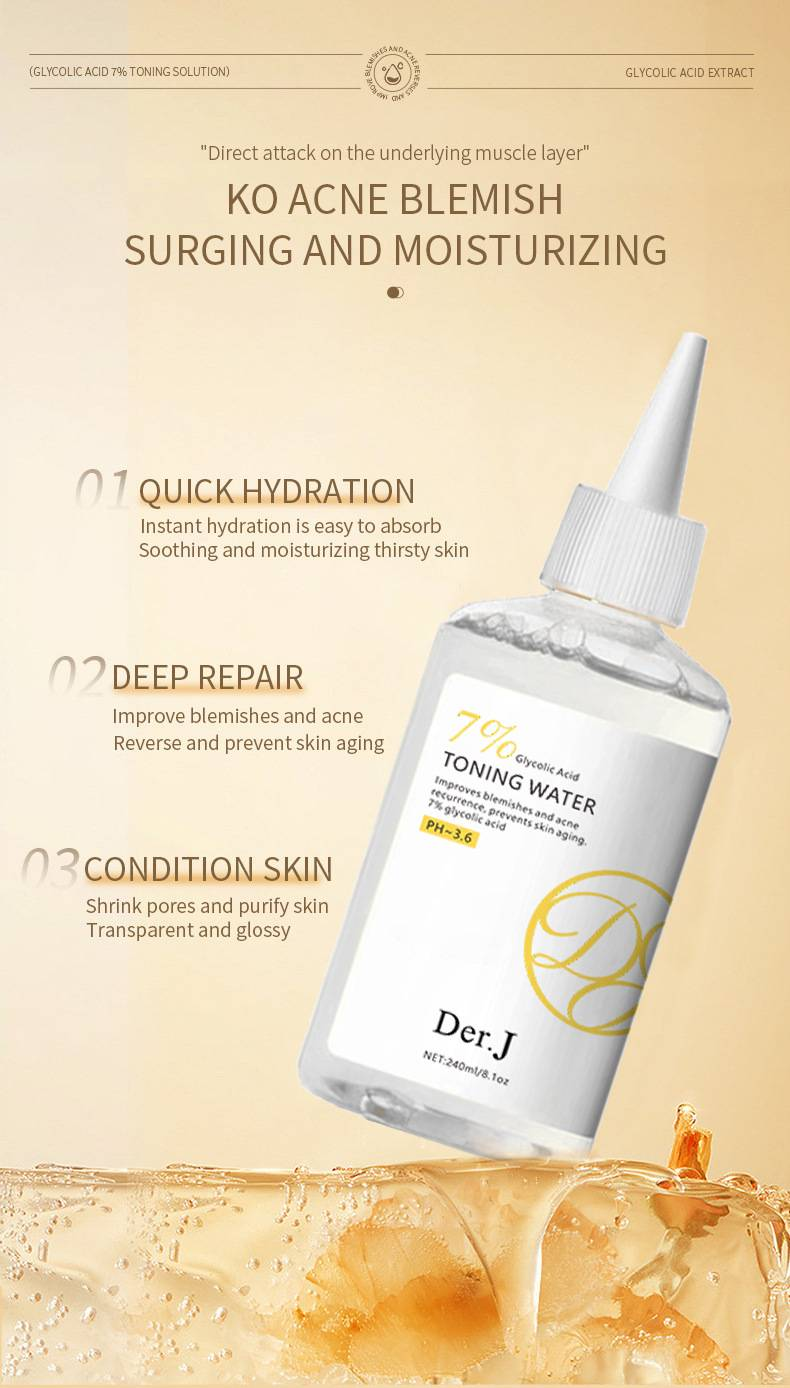 Der.J 7% Glycolic Acid Toner 240ml - Facial Hydration, Acne Treatment, Closed - Comedo Reduction & Pore Refining Essence Water_voghion.com
