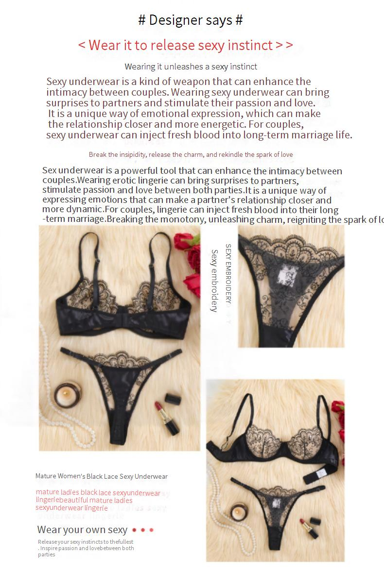 Women's Intimates Set High Grade Perspective Lace Eyelash Edge Flirting Temptation Sexy Bra_voghion.com