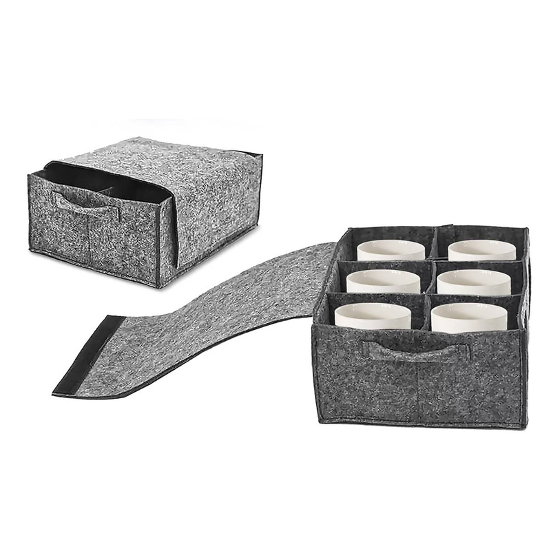 Aufbewahrungstasche für Picknickgeschirr im Freien, faltbar, tragbar, für Tassen, Schüsseln, Teller, Sortierung, Filz, Aufbewahrungsbox für Camping, Aufbewahrungsbedarf_voghion.com