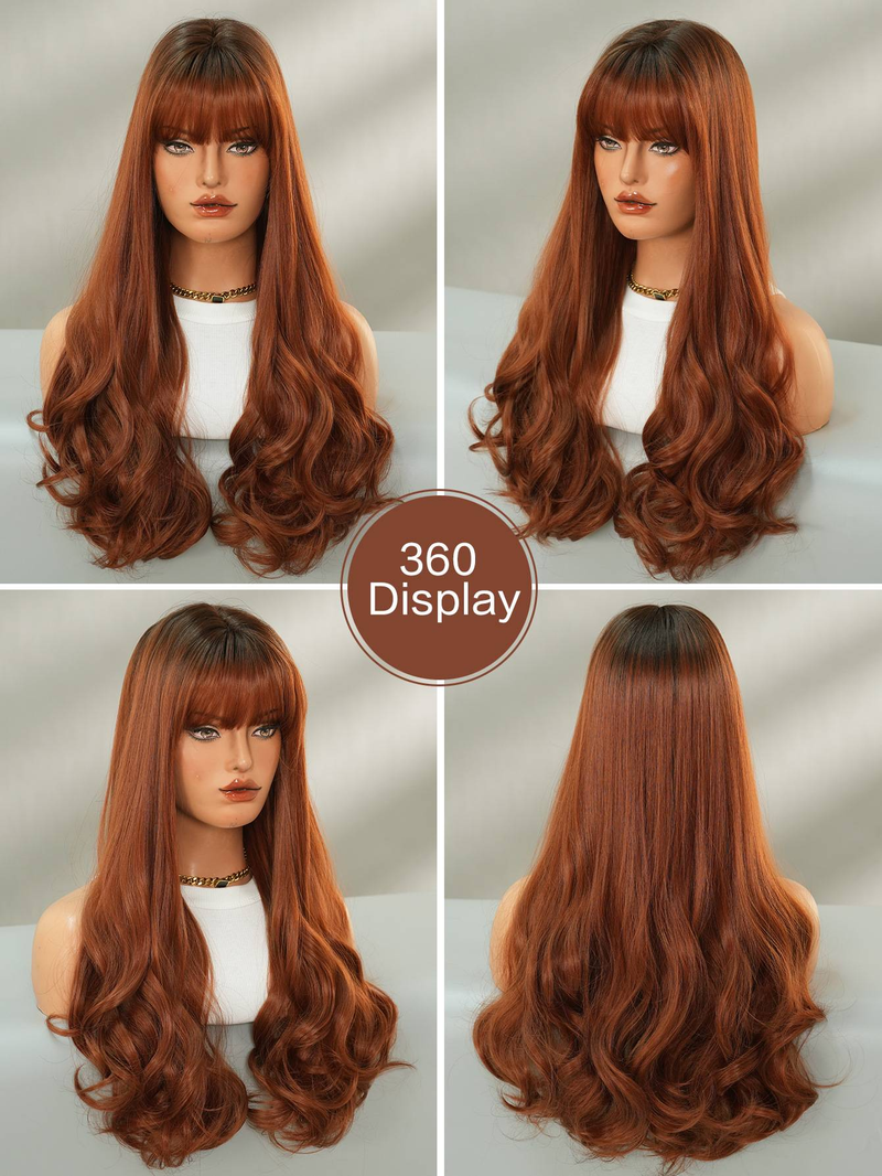 Parrucca da donna castana, lunga e riccia, con parrucca intera ondulata e soffice_voghion.com