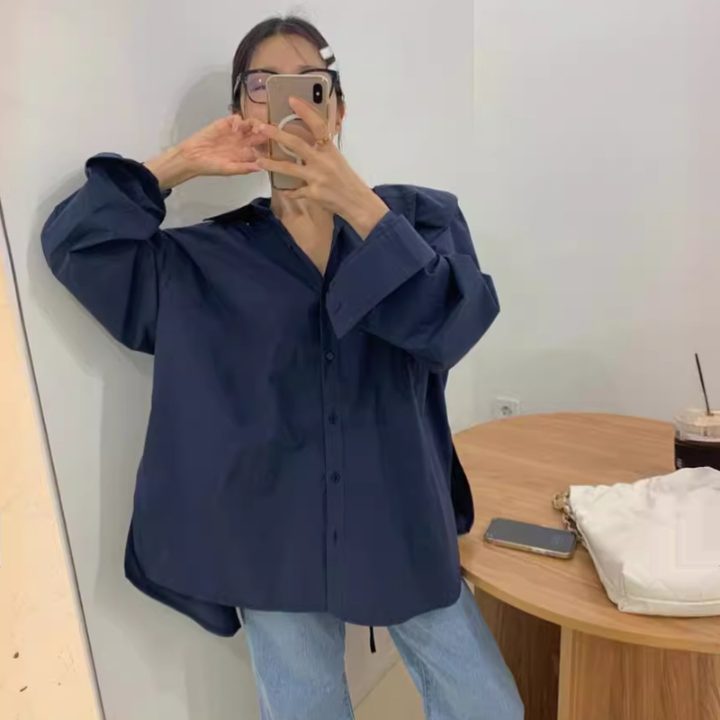 Camicia casual coreana ampia con lacci e design senza schienale, stile retrò, da donna_voghion.com
