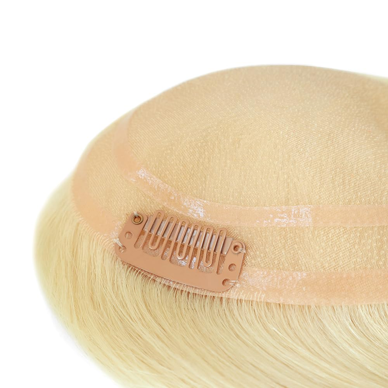 Topper centrale mono per donna, ciocche superiori in capelli umani al 100%, cuticola, capelli Remy europei, colore biondo #613, lunghezza 40 cm_voghion.com