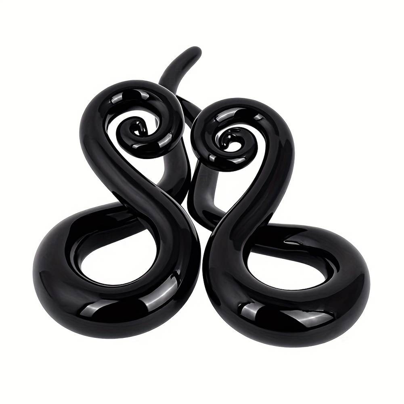 2-piece Glass Ear Cone Plug Tear Bead Spiral Meter Perforated Jewelry Set_voghion.com