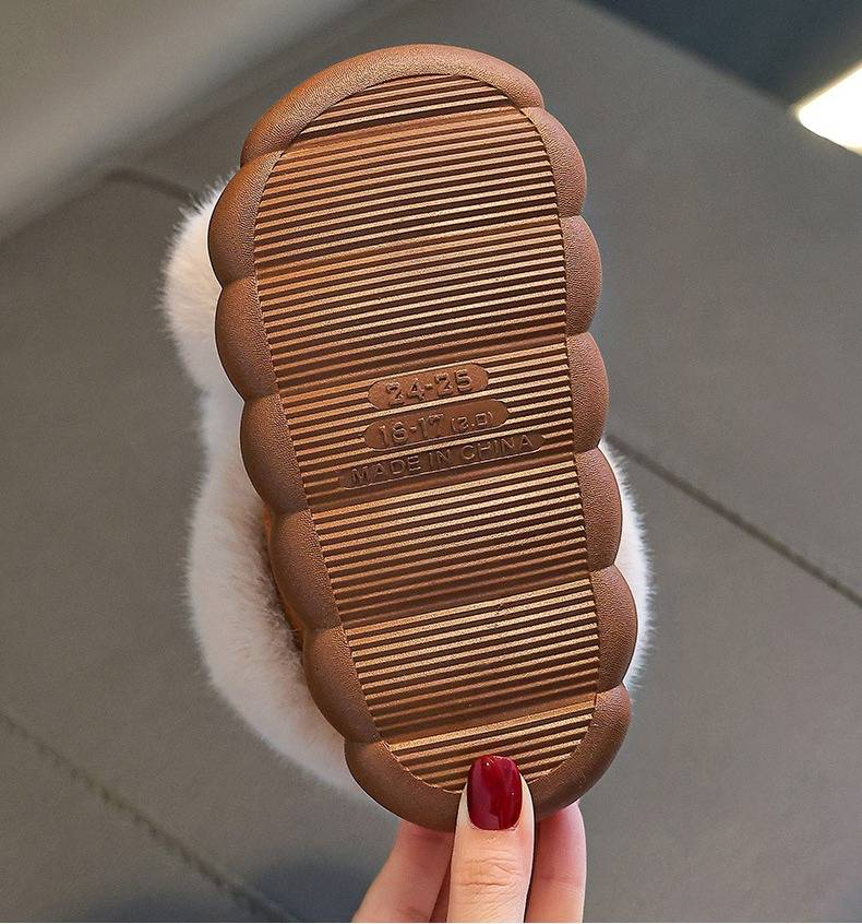 Unisex Kinder Winterstiefeletten mit Plüschfutter - Rutschfeste Hausschuhe für drinnen und draußen mit Fersenabdeckung Modetrends_voghion.com