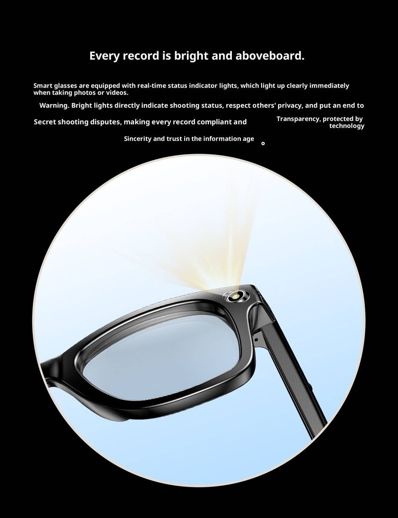 Smart-Brille – KI-Kamera, Bluetooth-Anrufe, Musik und Sprachassistent, leichte HD-Aufnahme (iOS/Android-kompatibel)_voghion.com