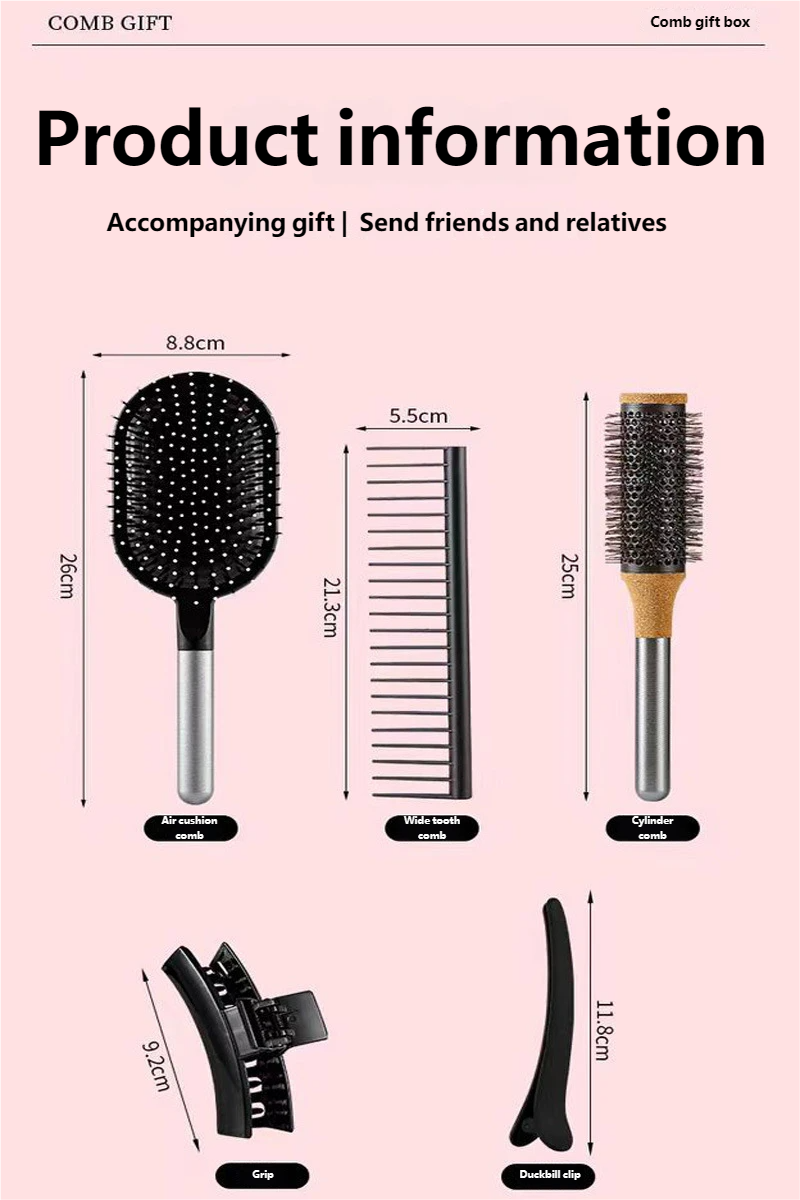 Pettine con cuscino d'aria, pettine massaggiante antistatico, pettine per capelli lunghi, pettine per lo styling dei capelli, set di pettini con airbag, massaggio con airbag per capelli morbidi_voghion.com