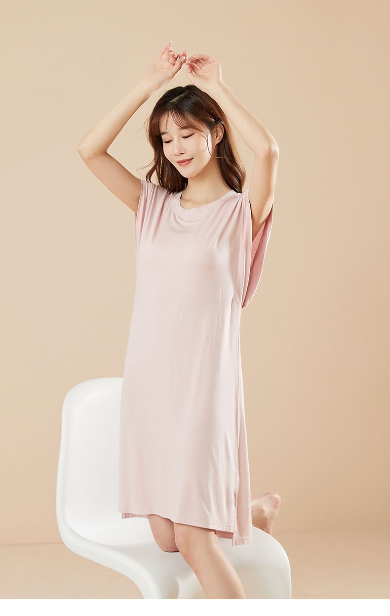 Modal Sleepwear With Chest Cushion In Summer, Anti Protrusion Point, Eucalyptus Antibacterial Thin Home Clothes, Vest_voghion.com