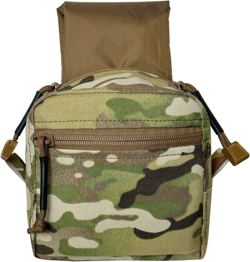 Bolsa tática com zíper duplo YKK, bolsa para acessórios GP inteligente com bolso interno para carregador, alça Molle, nylon 500D de 5,5" x 5,5" x 2,4"_voghion.com