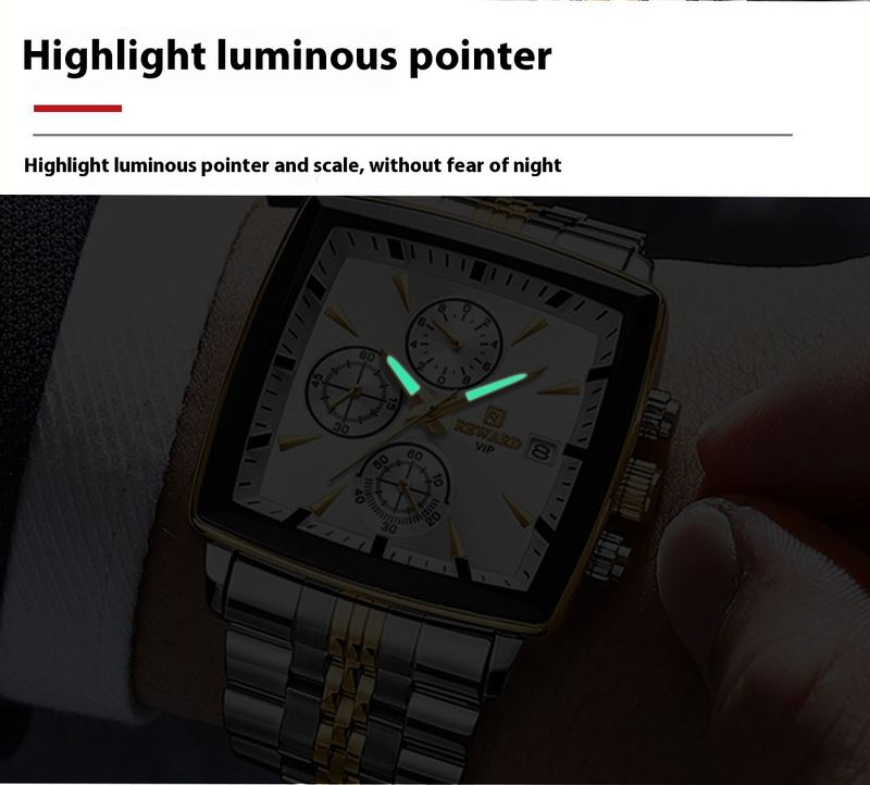 New fashion men's high-end intelligent multi-function chronograph business waterproof luminous calendar solid steel strap watch_voghion.com