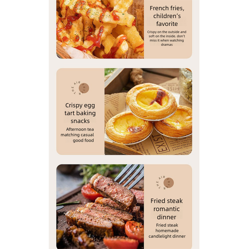 5L Visuele Airfryer - Roestvrijstalen Smart Touchscreen, Frietmachine, Gezond Koken voor Thuisgebruik_voghion.com
