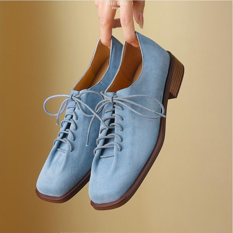 DIMANYU Real Leather 2025 Spring New Lace-Up Single Female Thick Heels Plus Size Women's Oxford Shoes_voghion.com