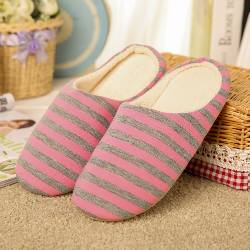Kleine gestreifte Home-Halbpack-Absatzschuhe mit weicher Sohle, japanischer Stil, leise Baumwolle S, warmer Holzboden im Innenbereich, rutschfest_voghion.com