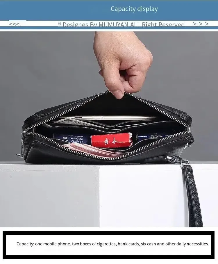 Herren Clutch aus echtem, weichem Leder, Geldbörse, Business-Tasche mit Zahlenschloss, Rindsleder, lässige Handtasche mit großem Fassungsvermögen 250728_voghion.com