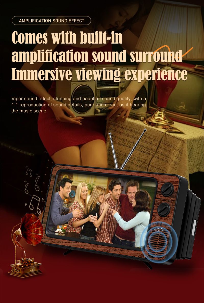 Amplificator pliabil 3D HD, în stil TV de școală veche, 2025, pentru toate smartphone-urile_voghion.com