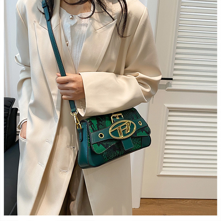 Borsa a tracolla vintage a spalla singola serpentina da donna borsa quadrata con lettera senso senior_voghion.com