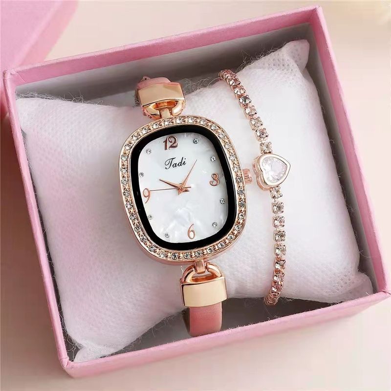 Orologi da donna, tendenza moda, cinturino in marmo, strass, quadrante digitale con diamanti, orologio al quarzo da donna in due pezzi._voghion.com