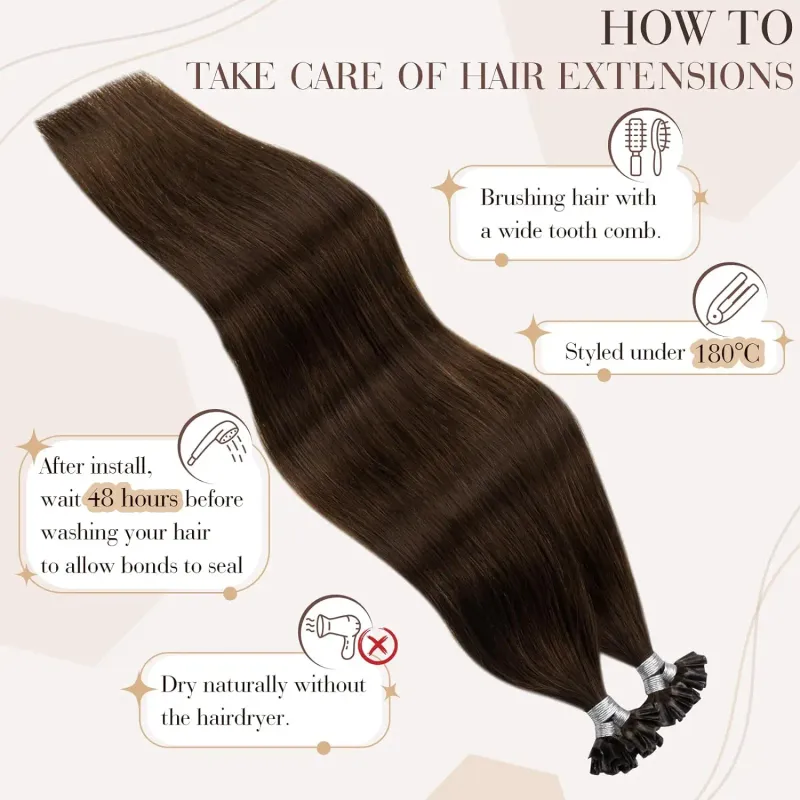 Extension per capelli con punta a U invisibile, castano scuro, capelli fusion, 20 pollici, 50 ciocche, 50 g_voghion.com