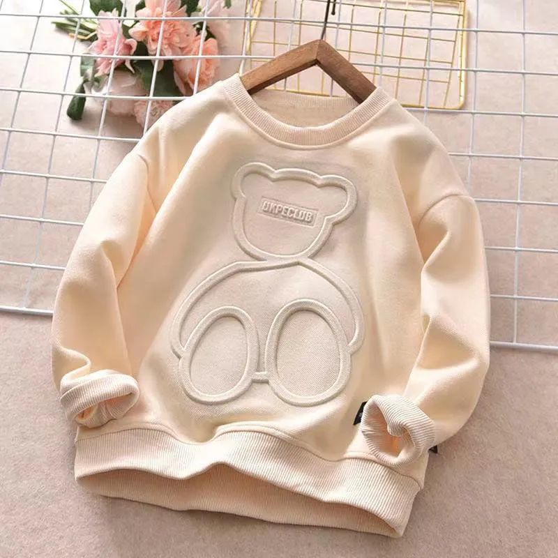 Mother&Kids Kinderhoodie Jongensblazer Cartoon kindertrui met 3D-reliëfbeer_voghion.com